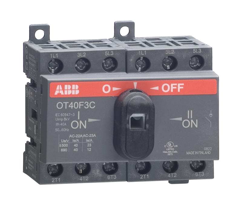 ABB OT25F3C 25A Manual Change-Over Switch, Handle and shaft need to be ordered separately, Open transition