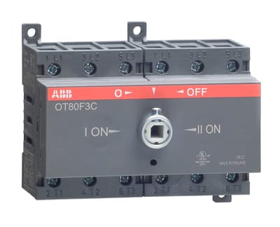 ABB OT80F3C 80A Manual Change-Over Switch, Handle and shaft need to be ordered separately, Open transition