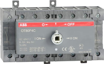 ABB OT80F4C 80A Manual Change-Over Switch, Handle and shaft need to be ordered separately, Open transition