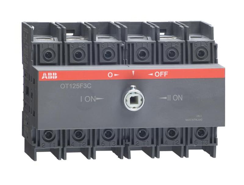ABB OT100F3C 100A Manual Change-Over Switch, Handle and shaft need to be ordered separately, Open transition