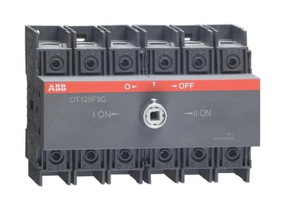 ABB OT100F3C 100A Manual Change-Over Switch, Handle and shaft need to be ordered separately, Open transition