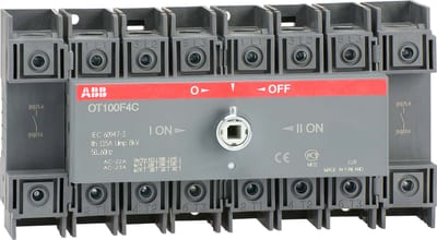 ABB OT100F4C 100A Manual Change-Over Switch, Handle and shaft need to be ordered separately, Open transition