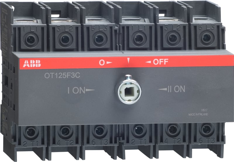 ABB OT125F3C 125A Manual Change-Over Switch, Handle and shaft need to be ordered separately, Open transition
