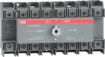 ABB OT125F4C 125A Manual Change-Over Switch, Handle and shaft need to be ordered separately, Open transition