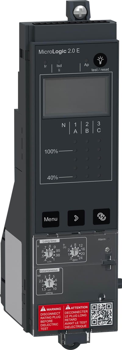 Schneider Electric Control unit MicroLogic 2.0E, ComPacT NS630B to NS3200 fixed and manually operated, basic protections C2EFM