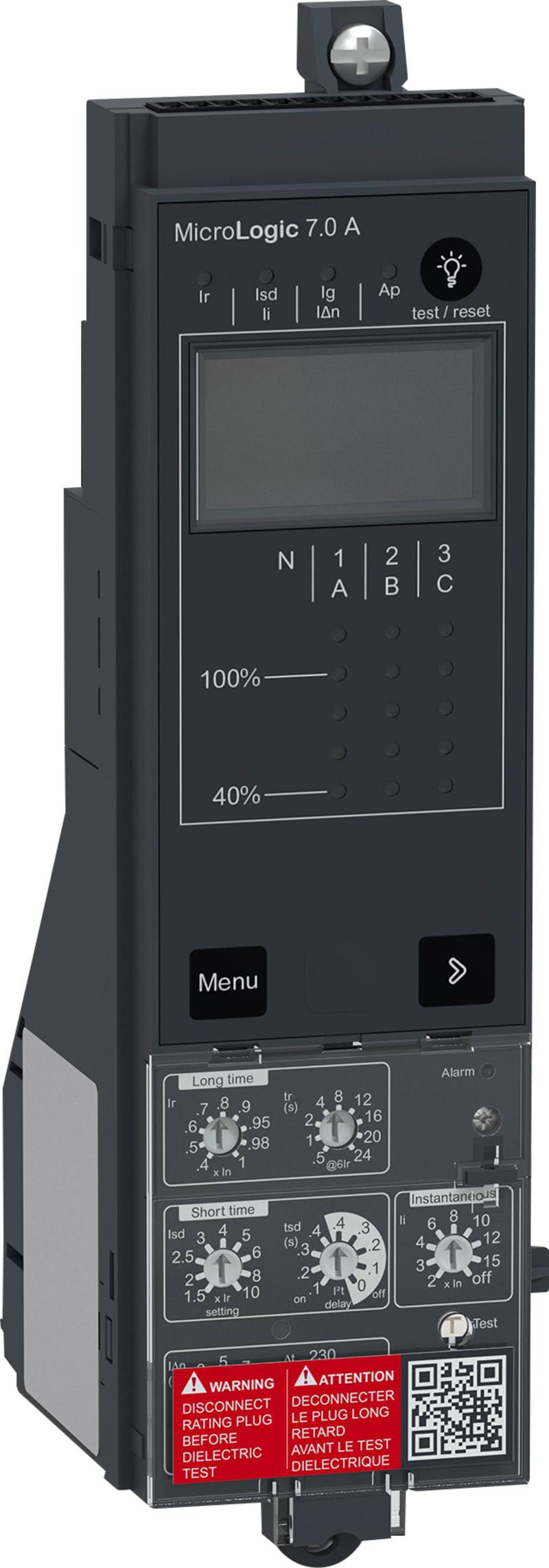 Schneider Electric Control unit MicroLogic 7.0A, ComPacT NS630B/NS1600 withdrawable manually operated, selective and earth-leakage protections C7AWM