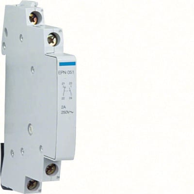 Hager Systemer EPN051 auxiliary contact for latching relay, 2 A, 1 NO + 1 NC