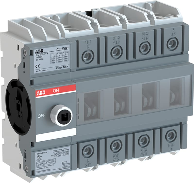 ABB 4-Pole, front operated, base mounted switch-disconnector with protected clamp terminals, handle and shaft are not included 1SCA135135R1001