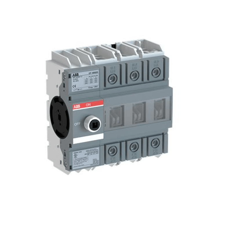 ABB 4-Pole, front operated, base mounted switch-disconnector with protected clamp terminals and with black direct mount handle 1SCA138215R1001