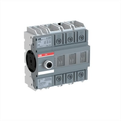 ABB 4-Pole, front operated, base mounted switch-disconnector with protected clamp terminals and with black direct mount handle 1SCA138215R1001