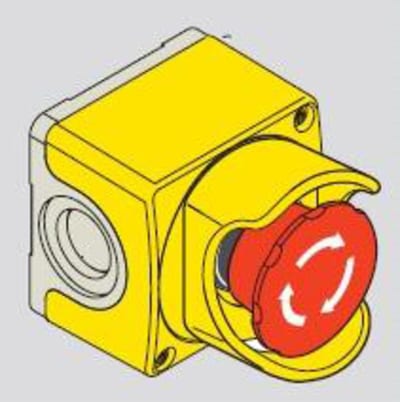 ABB Assembled Enclosure with Shroud - 40mm Mushroom Emergency Stop - Twist Release - 2NC - Horisontally mounted CEPY1-2001