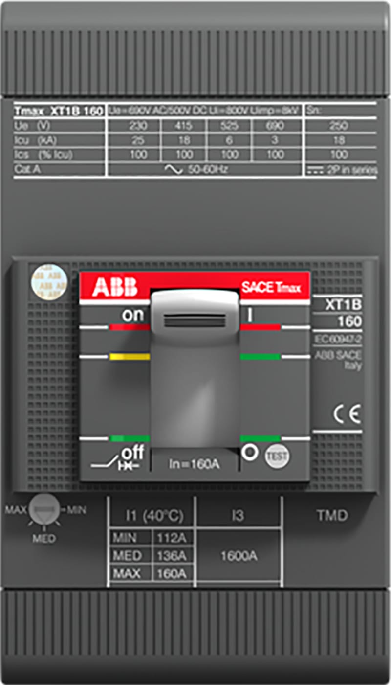ABB SACE Tmax XT1C 160 Moulded-Case Circuit Breaker — TMD 16-450, In=16 A, 3-Pole