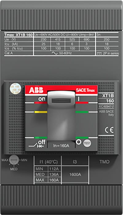 ABB SACE Tmax XT1C 160 Moulded-Case Circuit Breaker — TMD 16-450, In=16 A, 3-Pole