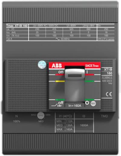 ABB SACE Tmax XT1S 160 Moulded-Case Circuit Breaker — TMF 16-450, In=16 A, 4-Pole
