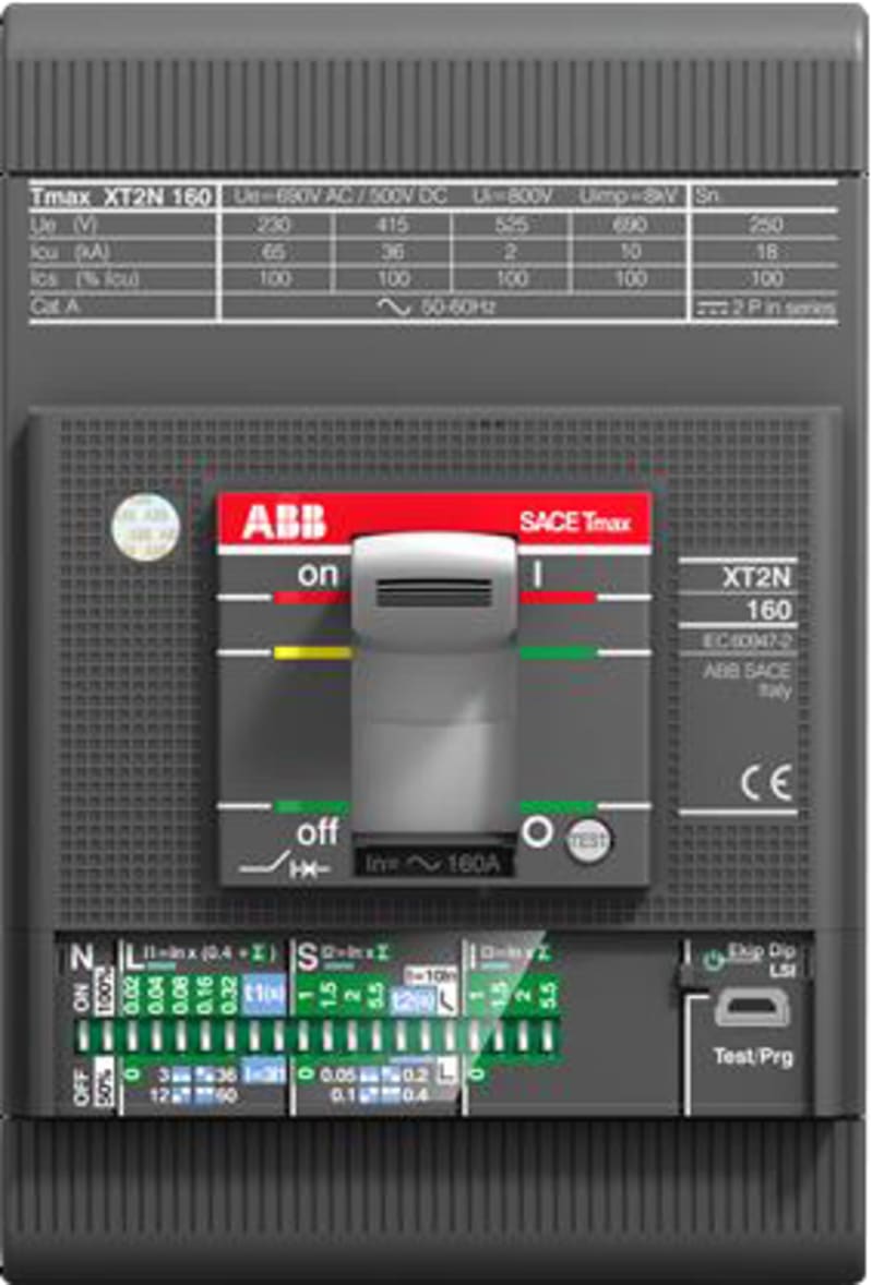 ABB SACE Tmax XT2H 160 Moulded-Case Circuit Breaker — Ekip In, In=25 A, 3-Pole
