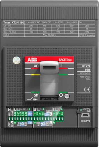 ABB SACE Tmax XT2V 160 Moulded-Case Circuit Breaker — Ekip In, In=10 A, 3-Pole