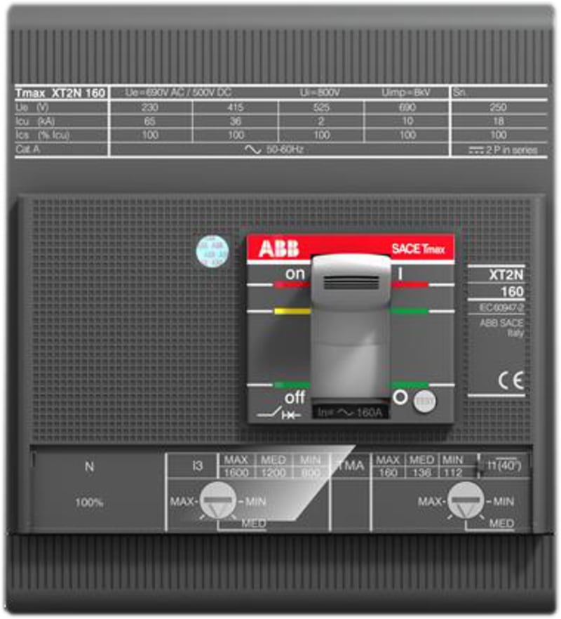 ABB SACE Tmax XT2S 160 Moulded-Case Circuit Breaker — TMD 32-320, In=32 A, 4-Pole