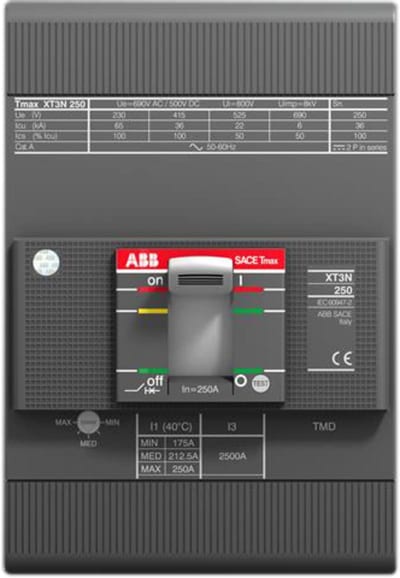 ABB SACE Tmax XT3N 250 Moulded-Case Circuit Breaker — In=600 A, 3-Pole