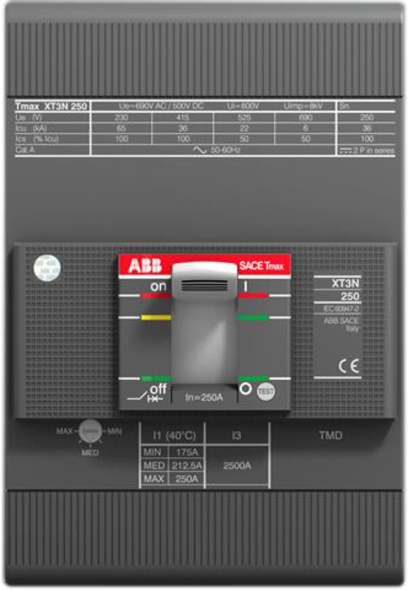 ABB SACE Tmax XT3N 250 Moulded-Case Circuit Breaker — In=750 A, 3-Pole