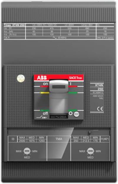 ABB SACE Tmax XT4H 160 Moulded-Case Circuit Breaker — TMA 160-1600, In=160 A, 3-Pole