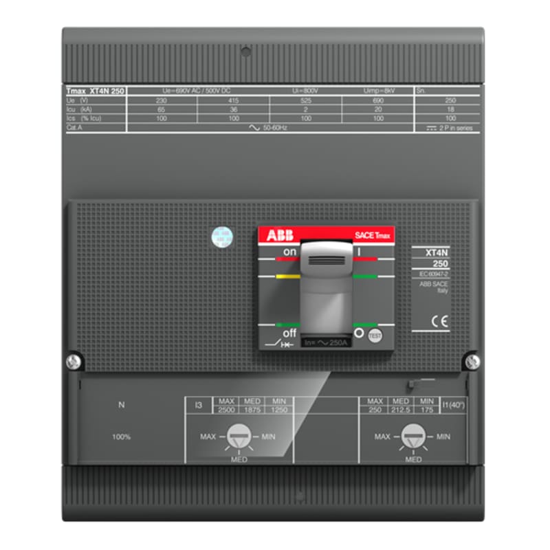 ABB SACE Tmax XT4N 160 Moulded-Case Circuit Breaker — TMA 80-800, In=80 A, 4-Pole
