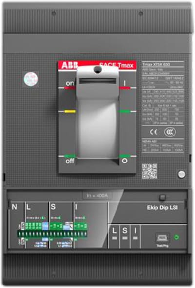 ABB SACE Tmax XT5N 400 Moulded-Case Circuit Breaker — Ekip M Dip In, In=320 A, 3-Pole
