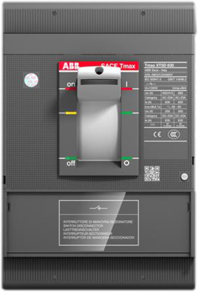 ABB 1SDA100547R1 Switch-Disconnector TMAX XT5D 630 Fixed Three-POLE WITH Front Terminals