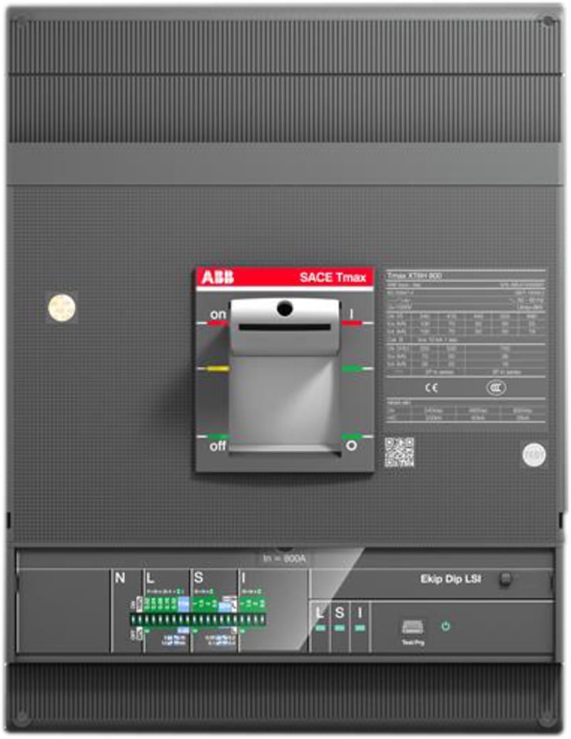 ABB SACE Tmax XT6N 800 Moulded-Case Circuit Breaker — Ekip Dip LSI, In=630 A, 3-Pole