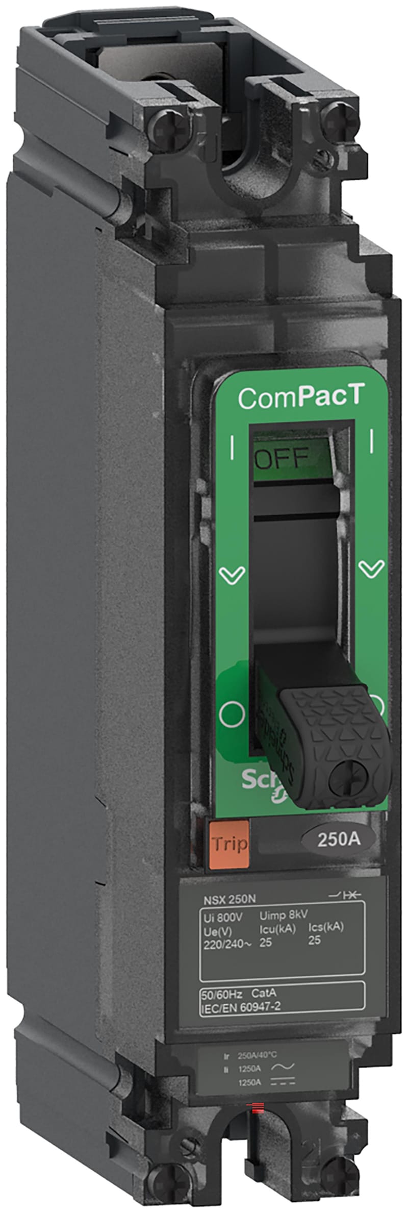 Schneider Electric Circuit breaker, ComPacT NSX160M AC/DC, 40KA/240VAC, 1 pole, TMD trip unit 160A C16M1TM160