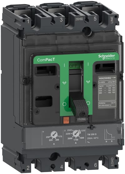 Schneider Electric Circuit breaker, ComPacT NSX250B, 25KA/415VAC, 3 poles, TMD trip unit 160A C25B3TM160