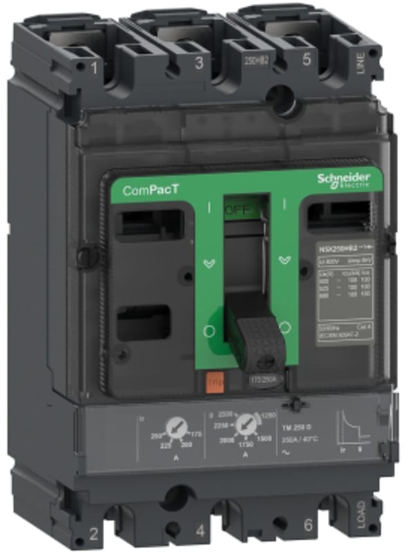 Schneider Electric Circuit breaker, ComPacT NSX160N, 50KA/415VAC, 3 poles, TMD trip unit 160A C16N3TM160