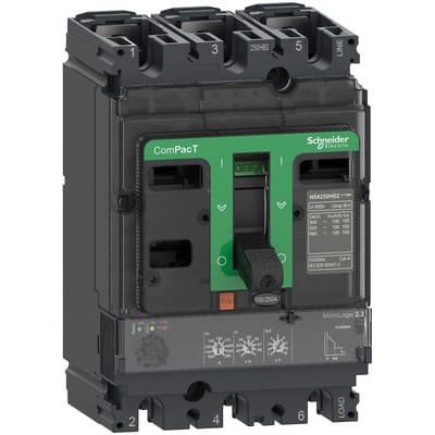 Schneider Electric Circuit breaker, ComPacT NSX250N, 50KA/415VAC, 3 poles, MicroLogic 2.2 trip unit 250A C25N32D250