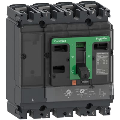 Schneider Electric Circuit breaker, ComPacT NSX250N, 50KA/415VAC, 4 poles 4D (neutral fully protected), TMD trip unit 200A C25N4TM200