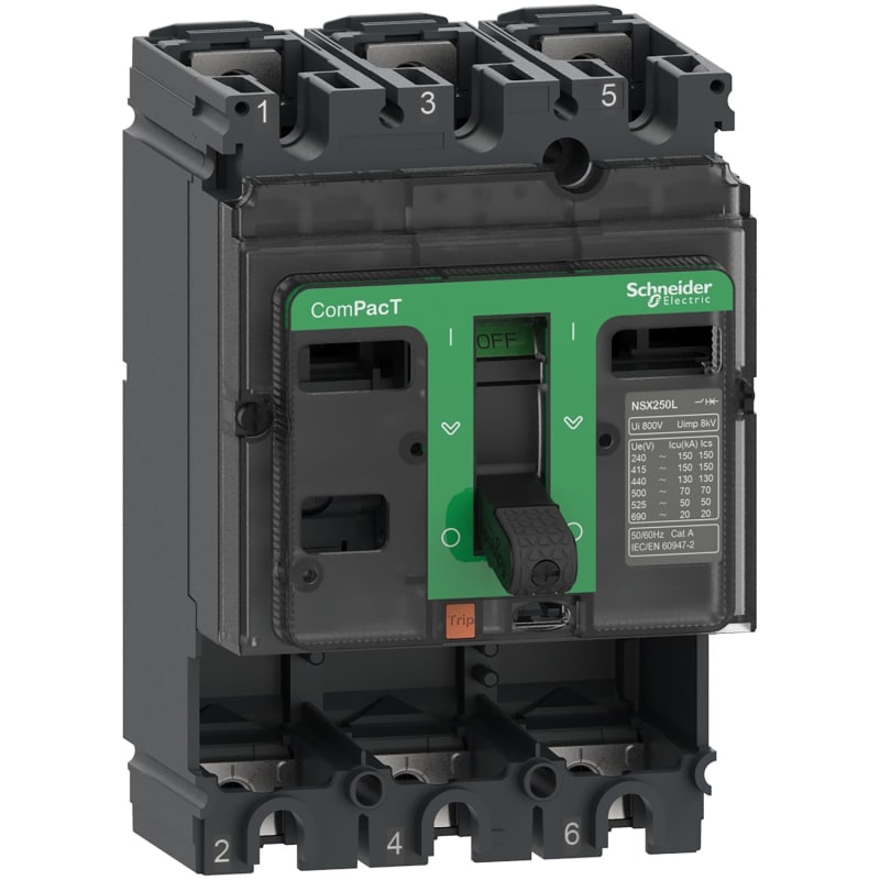 Schneider Electric Circuit breaker basic frame, ComPacT NSX250H, 70KA/415VAC, 3 poles, 250A frame rating, without trip unit C25H3