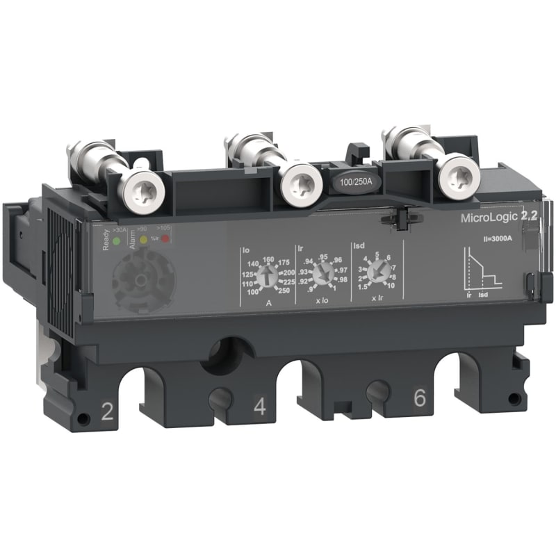 Schneider Electric Trip unit MicroLogic 2.2, ComPacT NSX100/160/250, 3 poles, electronic basic protections, 100A rating C1032D100