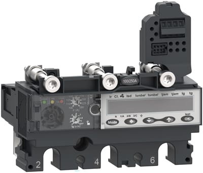 Schneider Electric Trip unit MicroLogic 6.2E, ComPacT NSX100/160/250, 3 poles, basic and ground fault protections, energy meter, 100A C1036E100