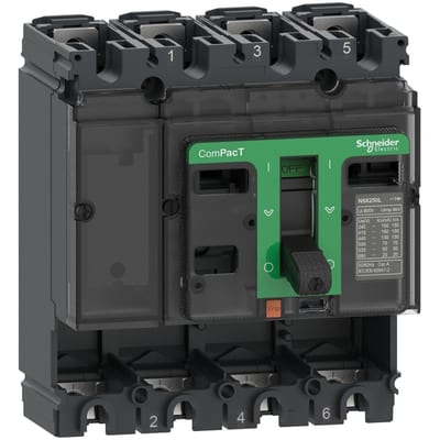 Schneider Electric Circuit breaker basic frame, ComPacT NSX160N, 50KA/415VAC, 4 poles, 160A frame rating, without trip unit C16N4