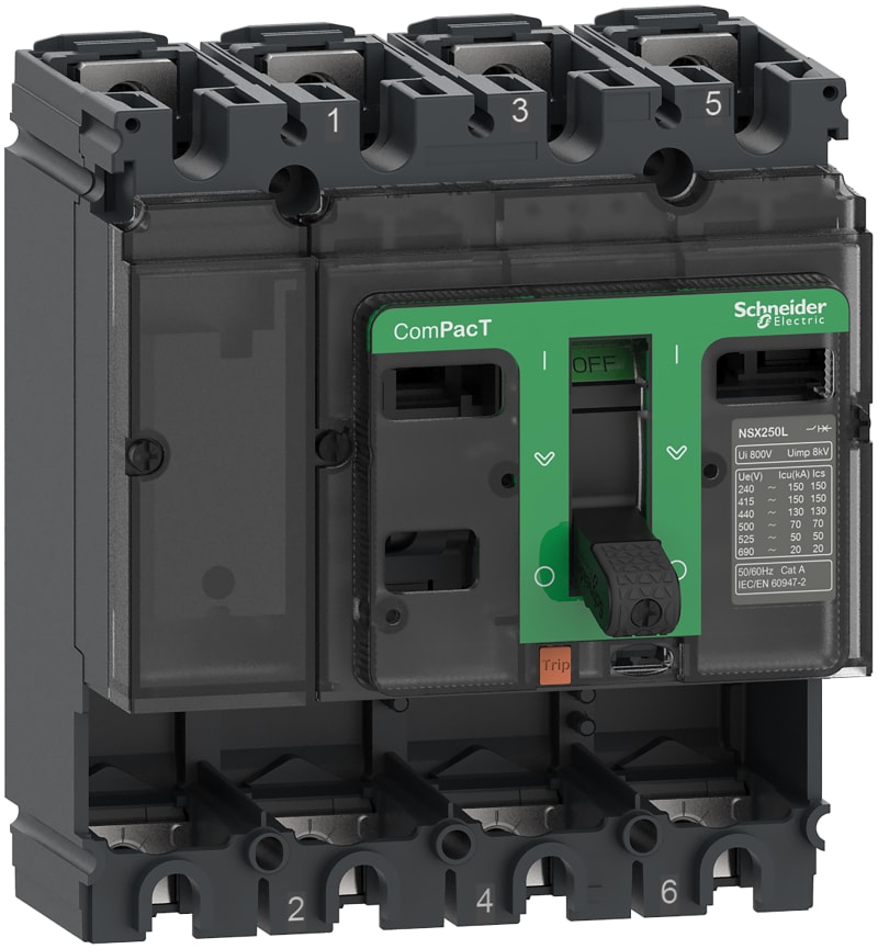 Schneider Electric Circuit breaker basic frame, ComPacT NSX250L, 150KA/415VAC, 4 poles, 250A frame rating, without trip unit C25L4