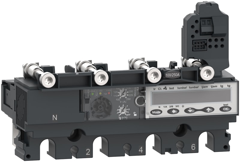 Schneider Electric Trip unit MicroLogic 6.2E, ComPacT NSX250, 4 poles, electronic basic and ground fault protections, energy meter, 250A C2546E250