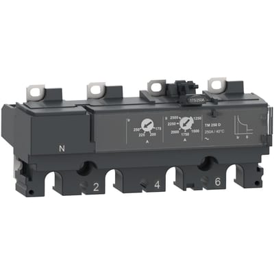 Schneider Electric Trip unit TM100D, ComPacT NSX100/160/250, 4 poles 4D (neutral fully protected), thermal magnetic protections, 100A C104TM100