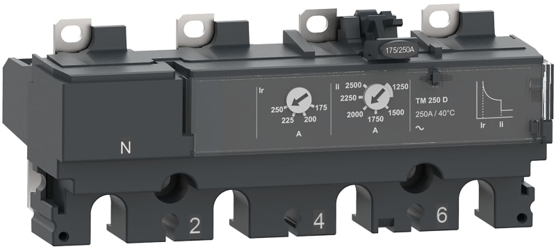 Schneider Electric Trip unit TM160D, ComPacT NSX250, 4 poles 4D (neutral fully protected), thermal magnetic protections, 160A rating C254TM160