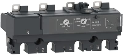 Schneider Electric Trip unit TM160D, ComPacT NSX250, 4 poles 4D (neutral fully protected), thermal magnetic protections, 160A rating C254TM160