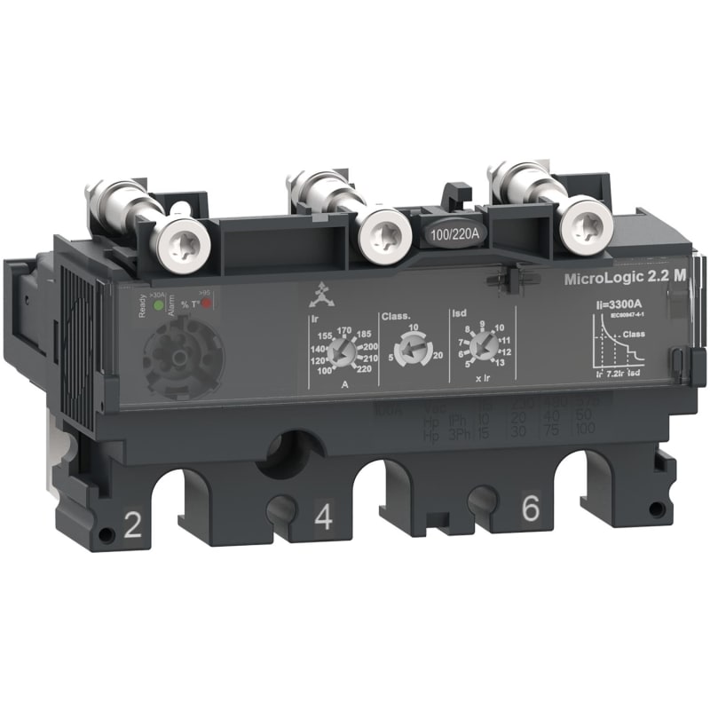 Schneider Electric Trip unit MicroLogic 2.2M, ComPacT NSX250, 3 poles, electronic basic protections, motor protection, 220A rating C2532M220
