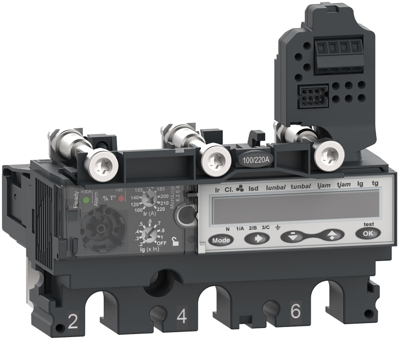 Schneider Electric Trip unit MicroLogic 6.2EM, ComPacT NSX100-250, 3 poles, basic and ground fault protections, motor, energy meter, 80A C1036M080