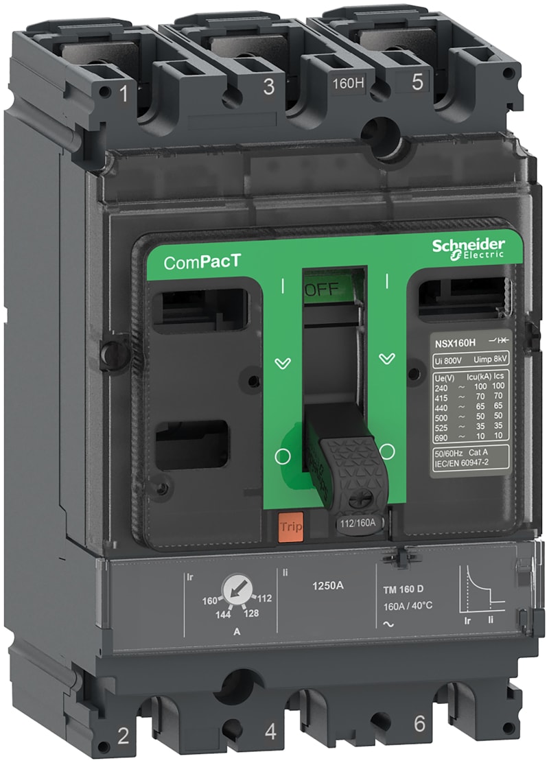 Schneider Electric Circuit breaker, ComPacT NSX100R, 200KA/415VAC, 3 poles, TMD trip unit 80A C10R3TM080