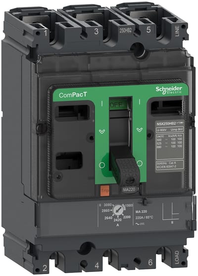 Schneider Electric Circuit breaker, ComPacT NSX100HB1, 75KA/690VAC, 3 poles, MA trip unit 100A C10V3MA100