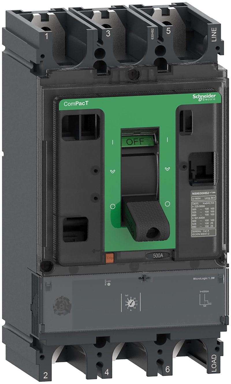 Schneider Electric Circuit breaker, ComPacT NSX400N, 50KA/415VAC, 3 poles, MicroLogic 1.3M trip unit 320A C40N31M320