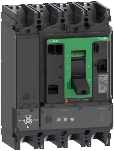 Schneider Electric Circuit breaker, ComPacT NSX400N, 50KA/415VAC, 4 poles, MicroLogic 2.3 trip unit 250A C40N42D250