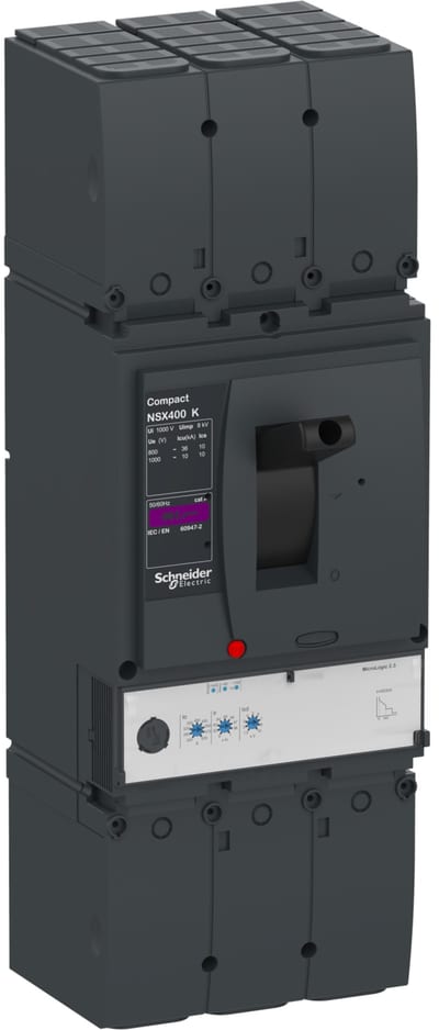 Schneider Electric Circuit breaker, ComPacT NSX400K, 36KA/800VAC, 10KA/1000VAC, 3 poles, MicroLogic 2.3 trip unit, 250A C40K32D250