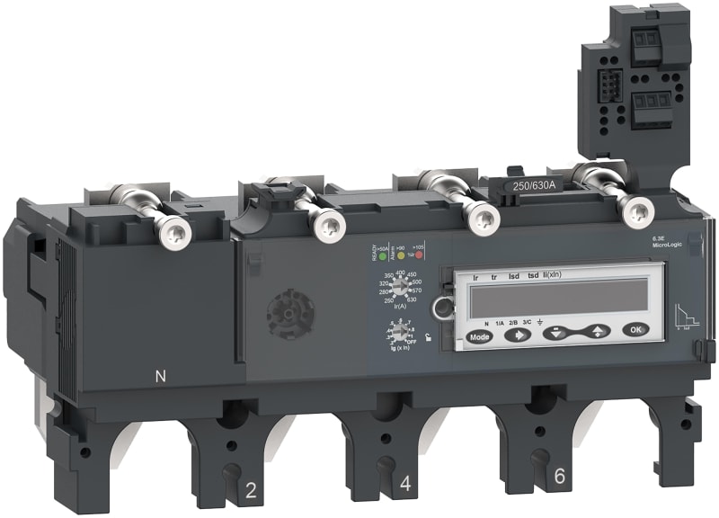 Schneider Electric Trip unit MicroLogic 6.3E, ComPacT NSX400/630, 4 poles, basic and ground fault protections, energy meter, 400A rating C4046E400